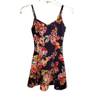 Ambiance Apparel Women's Dark Blue Floral Dress Size Small